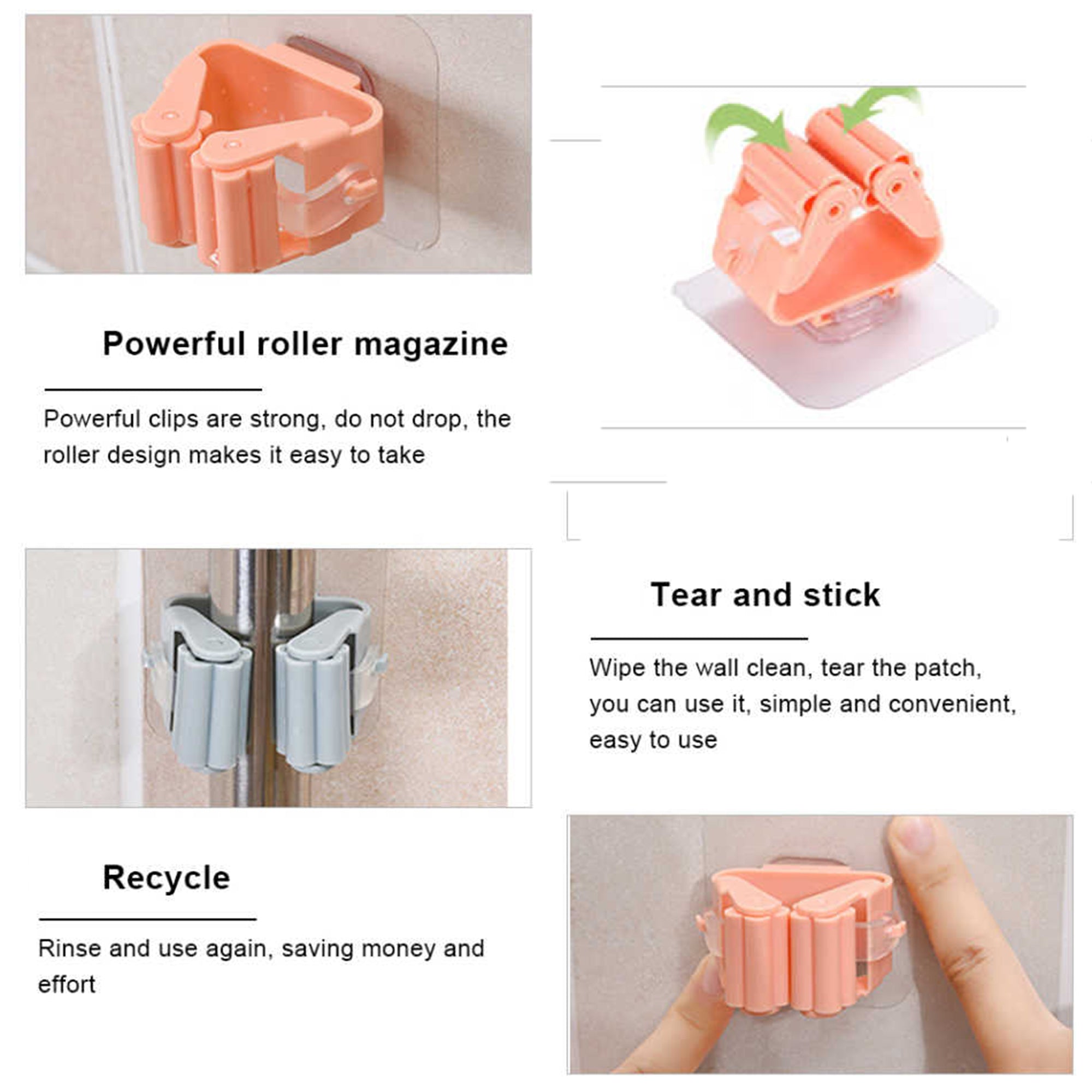 Magic Sticker Series Self Adhesive Mop and Broom Holder Magic Sticker Series Self Adhesive Mop and Broom Holder
